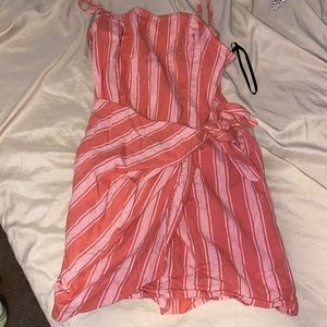 F21 coral striped wrap dress